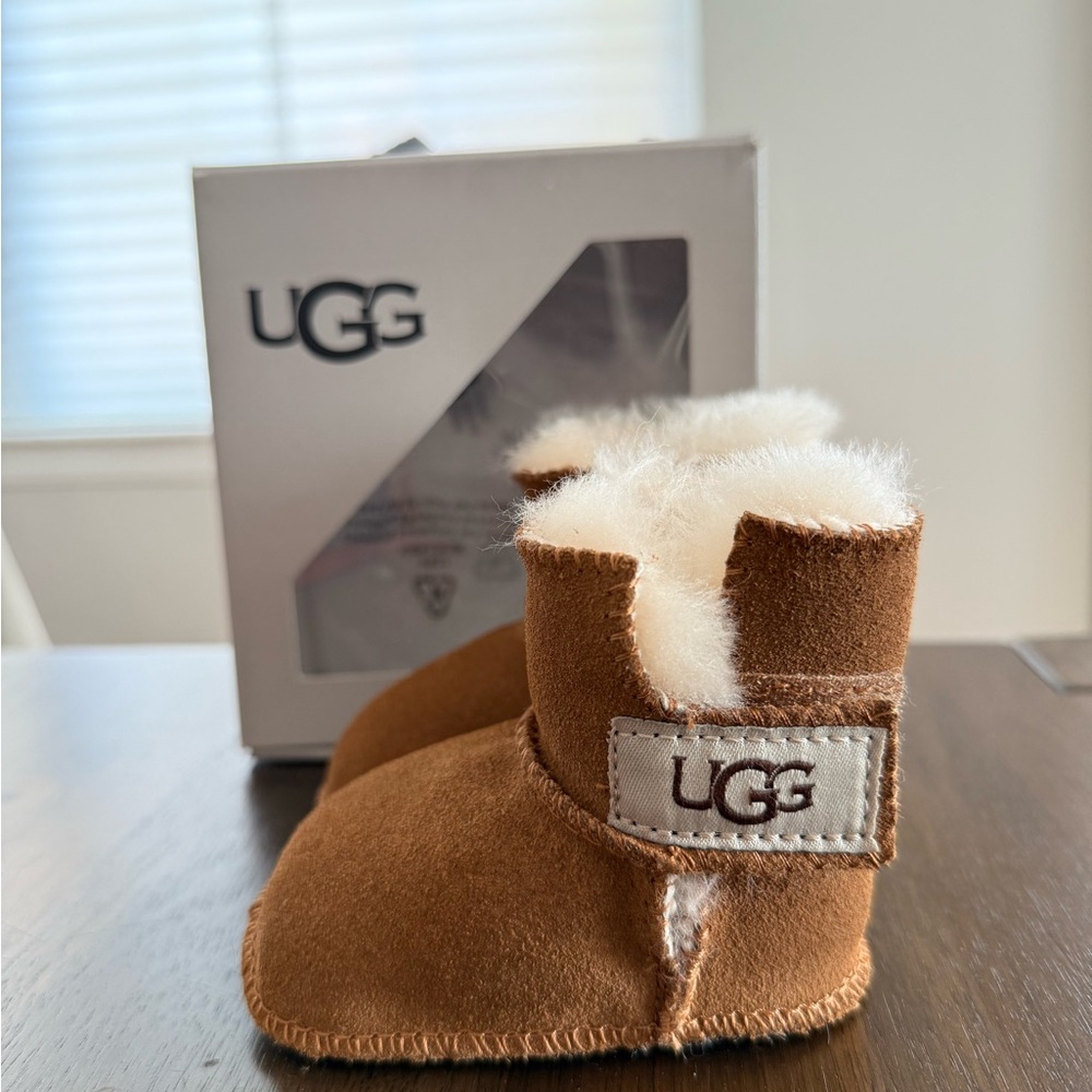 UGG Tan Baby Booties with Cream Lining